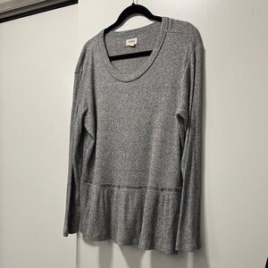 UpWest Gray Long Sleeve Ribbed Peplum Top